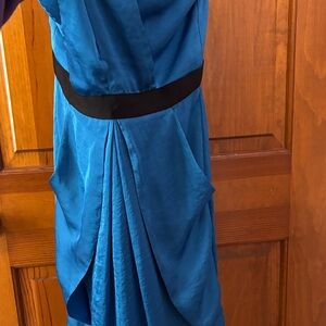 Vince Camuto Asymmetrical Blue Dress with Black Detail